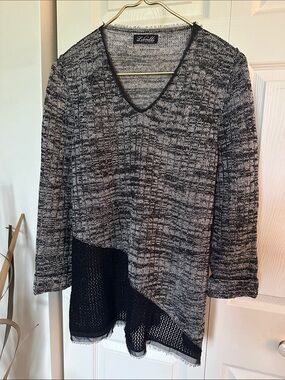 Black & White V-Neck Sweater